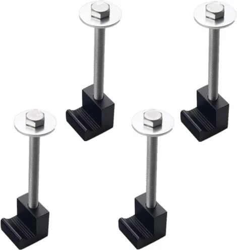 JGR Juego de sujetadores de caja de herramientas para camiones de carga, ganchos en J de aluminio, cruce, paquete de 4, negro