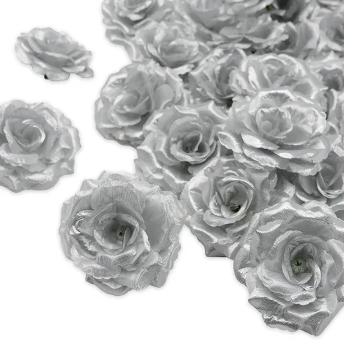 Vista 13 de 20 piezas de flores de cabeza de rosa negra sin tallo, flores artificiales para decoración de bricolaje, rosa de seda de 3 pulgadas para boda