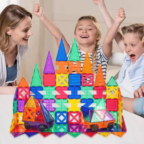 Vista 2 de PicassoTiles® PT82 Juego de Creatividad de Ladrillos Magnéticos Transparentes de Construcción 3D - ¡Creatividad Más Allá de la Imaginación!