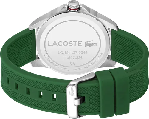 Vista 3 de Lacoste Reloj de cuarzo de acero inoxidable para hombre con correa de silicona, verde, 20 (modelo 2011157), Verde, Hombres