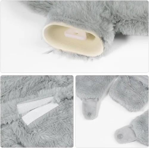 Vista 3 de Botella de agua caliente en forma de U para aliviar el dolor de cuello y hombros, bolsa de agua caliente de goma suave de 1 litro con funda