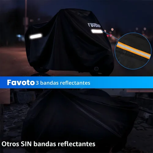 Vista 5 de Favoto - Funda impermeable para motocicleta, universal, duradera, reflectante, protección solar para cualquier temporada, con orificios de seguridad