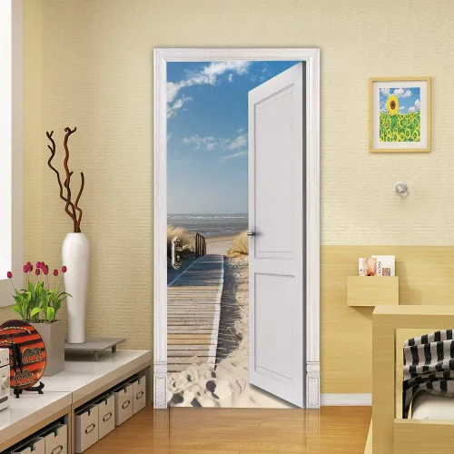 Vista 85 de 3D Pegatina de pared adhesiva para puerta - Poster de película de escaleras antiguas Premium PVC impermeable para pared de dormitorio y sala
