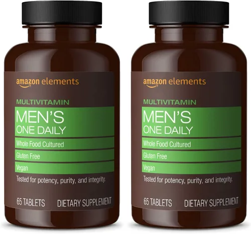 Vista 5 de Amazon Elements - Multivitamina One Daily para hombre, 62% de alimentos completos cultivados, vegano, 65 tabletas, suministro de 2 meses