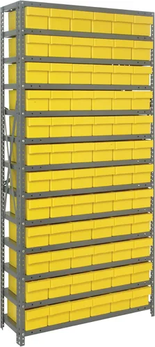Vista 98 de Quantum QSBU-245BK Heavy Duty Shelving Unit with (7) Shelves and (24) QUS245 Black Bins for Garage Warehouse Storage Distribution 400 lb Load