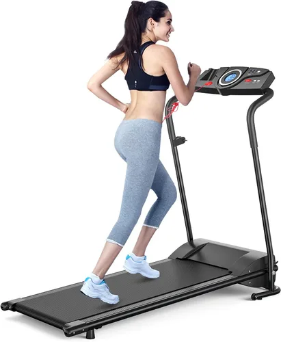 GYMAX Caminadora plegable, máquina de correr de instalación gratuita de 3.0 HP con altavoz Bluetooth, monitor de pantalla táctil HD, control