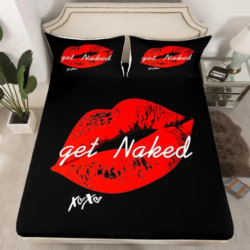 Vista 15 de Feelyou Leopard Print Lips Fitted Sheet Twin Size for Kids Boys Girls Cheetah Print Bed Sheets Set 16" Deep Pocket Soft Breathable Microfiber