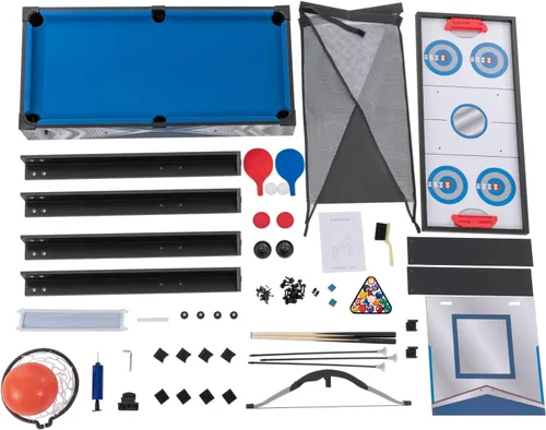 Vista 8 de Mesa de juego múltiple 5 en 1, mesa de juego combinada con hockey, billar, ping pong, tiro con arco, baloncesto para el hogar, sala
