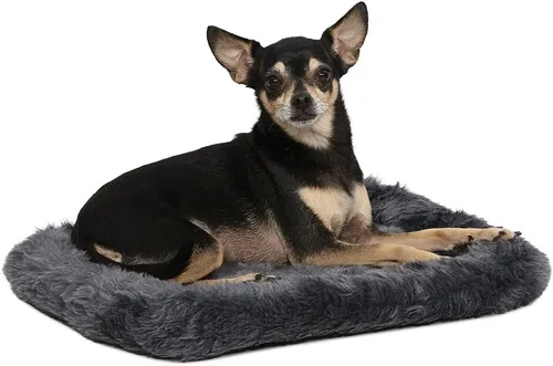 Vista 21 de MidWest Homes for Pets QuietTime Cama para Perros – Borde de Piel Sintética Gris, Ultra-Suave y Lavable a Máquina, Se Adapta a Jaulas