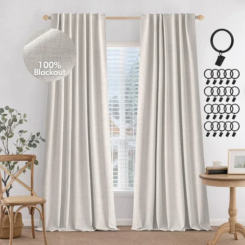 Vista 11 de MIULEE Cortinas 100% opacas de 84 pulgadas de largo, juego de 2 paneles para dormitorio, pestaña trasera, sala de estar, oscurecimiento completo