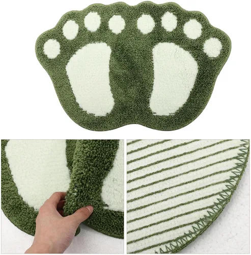 Vista 5 de VICASKY Absorbent Footprint Bathroom Floor Pad Quick-Drying Water-Absorbing Non-Slip Mat Machine Washable Green Bath Rug for Shower Door Safety