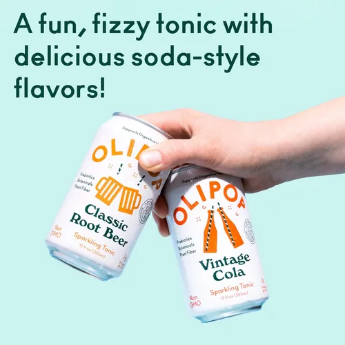 Vista 4 de OLIPOP - Old School Classics, cerveza vintage de cola y raíz, paquete variado de refrescos clásicos, refrescos saludables, bebida suave prebiótica