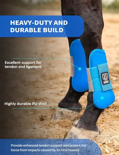 Vista 2 de Harrison Howard Botas de Tendón para Caballo Frente Abierto/Bota de Menudillo para Caballo Botas Protectoras para Salto, Equitación en Senderos