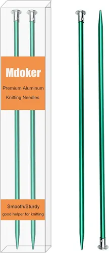 Vista 12 de Mdoker Agujas de tejer de aluminio de 13.8 pulgadas, aguja de tejer para suéter de metal recto de un solo punto de color para proyectos de tejer