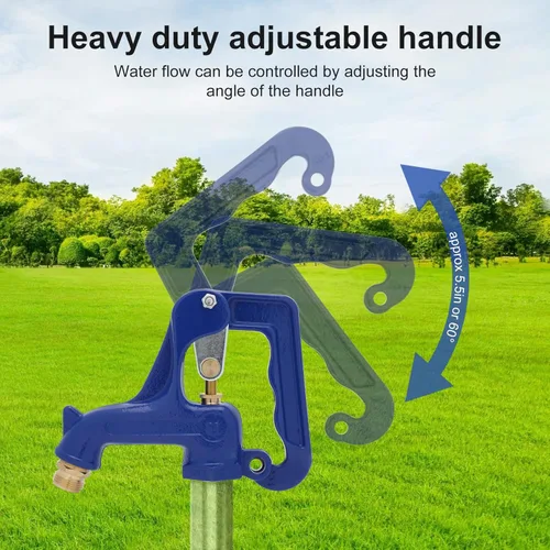 Vista 4 de Cabezal de hidrante de incendios para patio, se adapta a varilla de rosca macho de 3/8 "-16UNC, tubo de rosca macho NPT de 1 pulgada, para patio