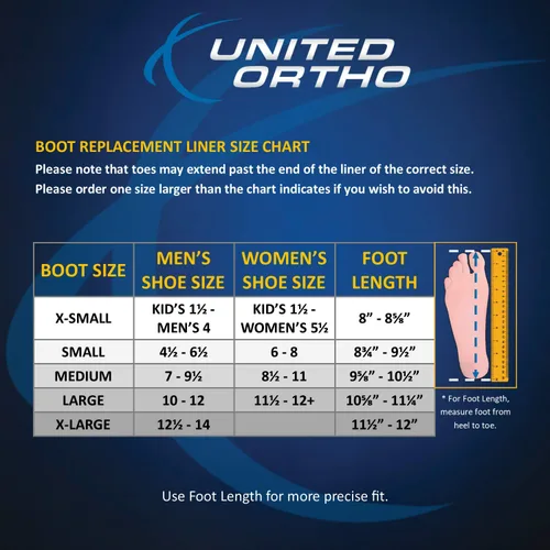 Vista 2 de United Ortho 12013R - Forro para botas de tobillo para caminar, talla S