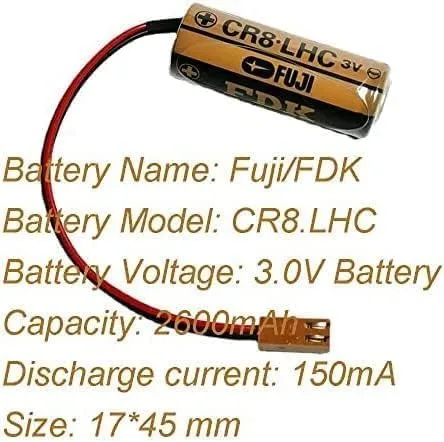 Vista 4 de (30 Pack) Fuji FDK CR8.LHC 3V 2600mAh Replacement Lithium Battery for Fuji fdk cr8-lhc PLC Controller Backup Battery