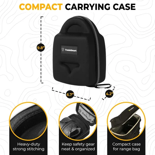 Vista 26 de TradeSmart All-in-One Shooting Ear Protection - Comfort+ NRR 28 Earmuffs, Glasses & Earplugs + Carry Case