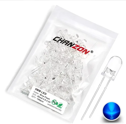 Vista 12 de CHANZON 100 unids 0.197 in blanco parpadeante LED diodo luces 1.5Hz intermitente (transparente redondo transparente DC 3V 20mA) iluminación