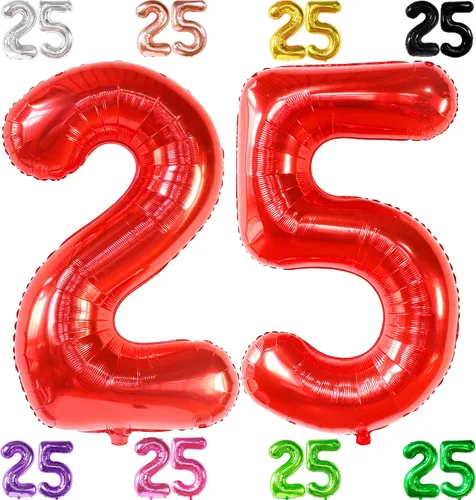 Vista 10 de KatchOn, Globo negro del número 25 de 40 pulgadas, globo de aluminio de Mylar del número 25 para decoraciones de feliz cumpleaños, globos del número