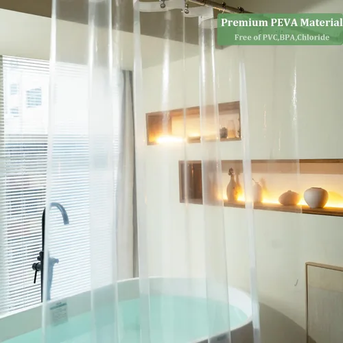 Vista 5 de Cortina de ducha corta transparente de 60 pulgadas de largo, forro de cortina de ducha corta de plástico EVA 7G, 60 pulgadas de largo para baño