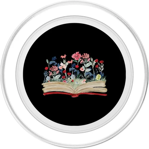 Vista 3 de Regalo de lector ávido de ratones de biblioteca de flores, diseño floral de lectura de libros Nerd PopSockets estándar PopGrip