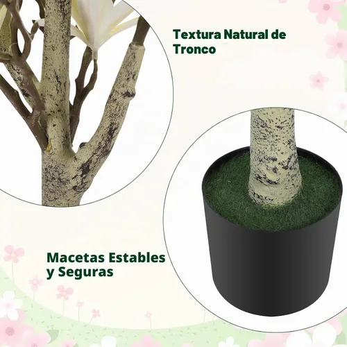 Vista 4 de Árbol de magnolia artificial de 4 pies para habitación, planta sintética Beige y amarillo