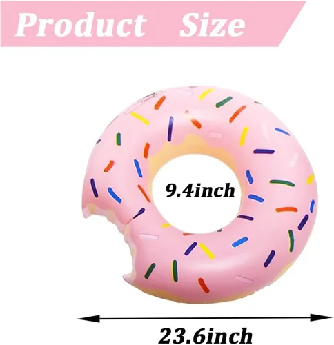 Vista 2 de Paquete de 2 flotadores inflables de piscina en forma de dona para verano, playa, agua, decoración de fiesta