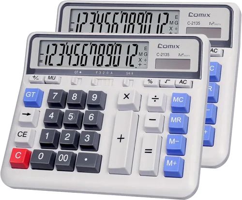 Vista 9 de Comix Calculadora de Escritorio Solar con Batería de Doble Alimentación con Pantalla LCD Grande de 12 Dígitos y Teclas de Computadora Grandes