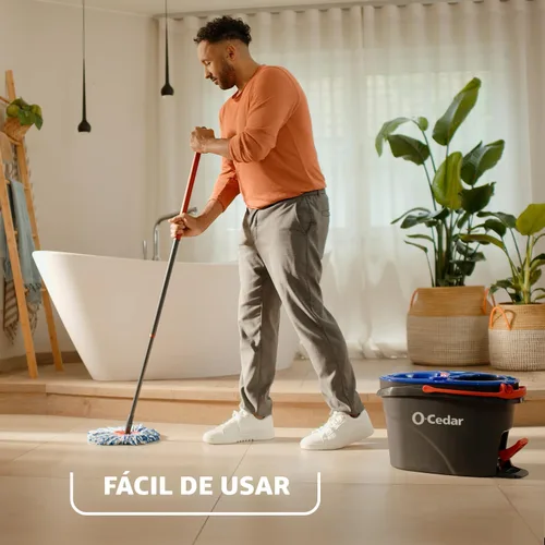Vista 5 de O-Cedar RinseClean - Sistema de trapeador giratorio y cubeta Limpia con agua limpia Elimina el 99% de las bacterias