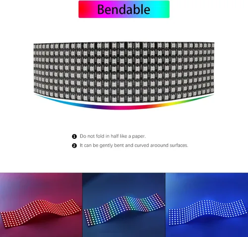 Vista 4 de Paquete de 2 paneles de matriz LED de 8 x 32 pulgadas, matriz LED Ws2812b con IC integrado para proyectos de iluminación de bricolaje, texto