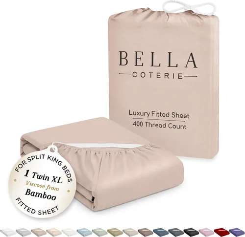 Vista 26 de Bella Coterie - Sábana bajera ajustable de viscosa de bambú de lujo, tamaño individual, 100% cultivada orgánicamente, ultrasuave, refrescante
