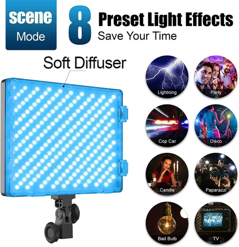 Vista 2 de GVM - Kit de iluminación LED RGB para fotografía, 50 W bicolor 3200K-5600K luces de estudio, 2 paquetes de 672 cuentas LED, control de aplicación