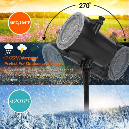 Vista 3 de Proyector de luces navideñas de Navidad, impermeable, IP65, control remoto de movimiento para interiores y exteriores, proyector LED de 10 W, 16