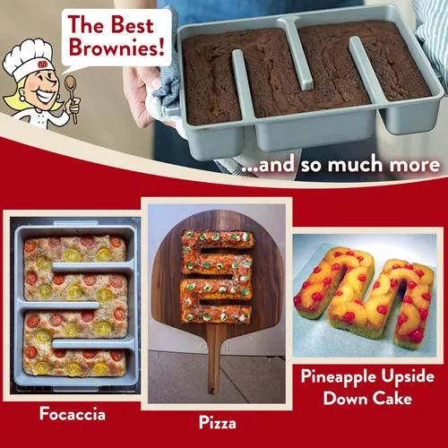 Vista 9 de Molde Baker's Edge para brownie – El Original – revestimiento antiadherente duradero, estructura de aluminio fundido de calibre pesado, 9 x 12