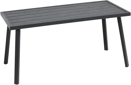 C-Hopetree Mesa auxiliar de centro de metal pequeña para patio exterior, rectangular, color negro