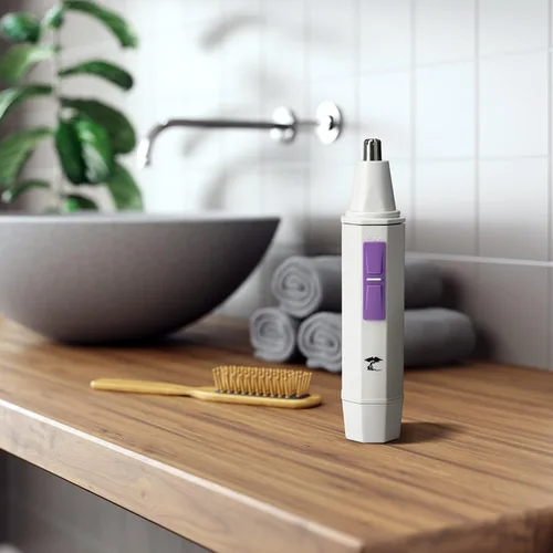 Vista 7 de ToiletTree Products Recortadora de pelo blanco resistente al agua para nariz y orejas con luz LED