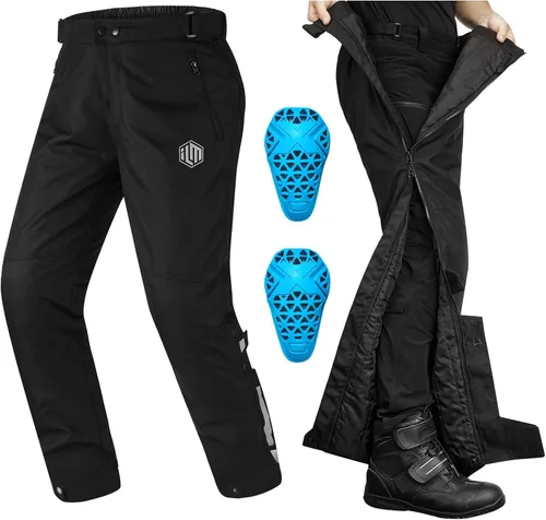 ILM - Pantalones desmontables de motocicleta para invierno para hombre, blindados CE 2 con cremallera completa en las piernas, para clima frío,