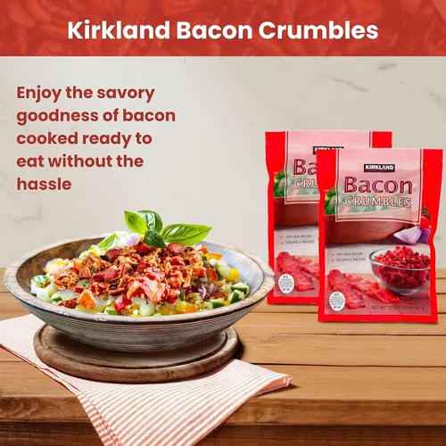 Vista 5 de Worldwide Nutrition Paquete: Kirkland Signature Crumbled Bacon Bits de tocino cocido - Listo para comer, calidad premium de 20 oz w tocino Bits Real
