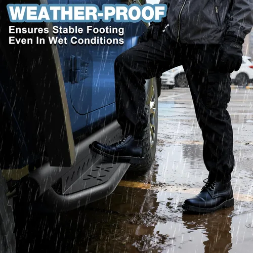 Vista 5 de Crew Cab - Estribos compatibles con Jeep Wrangler JK 2007-2018, solo 2 puertas, dos escalones, barras Nerf de acero resistente de carbono negro