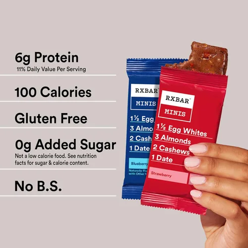 Vista 7 de RXBAR Minis Barras de proteínas, aperitivos sin gluten, aperitivos para el desayuno, paquete variado, caja de 7.3 onzas (8 barras)