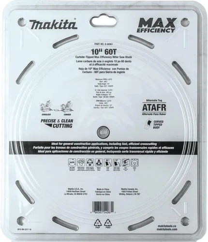 Vista 5 de Makita B-66961 Hoja de sierra ingletadora de máxima eficiencia con punta de carburo 60T de 10