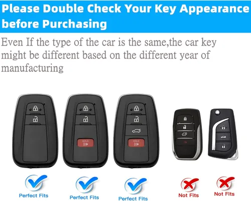 Vista 2 de Compatible con funda para llavero de Toyota, funda de protección completa para Camry RAV4 Highlander Avalon C-HR Prius Corolla GT86, Negro, Negro
