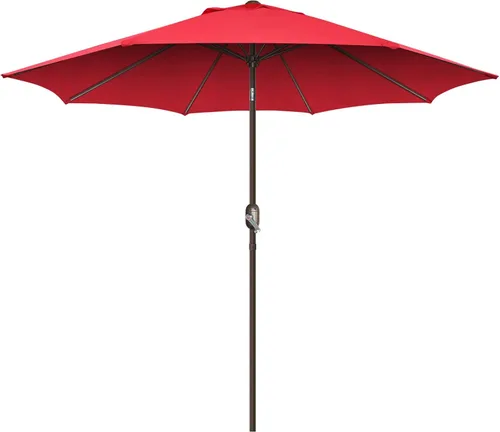 Vista 15 de Sombrilla de patio de 7.5 pies/9 pies, sombrilla de piscina con protección UV con poste resistente, sombrilla para exteriores con botón