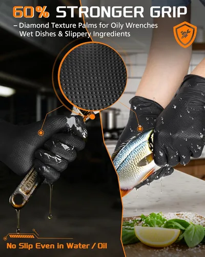 Vista 5 de wcy Anboson 9 Mil Guantes desechables de nitrilo sin látex - Negro, M, 30 piezas