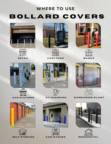 Vista 4 de Ideal Shield Cubierta roja de bolardo de seguridad de 1/4 pulgadas, 6 x 52 pulgadas, cinta de instalación incluida con funda para poste de bolardo