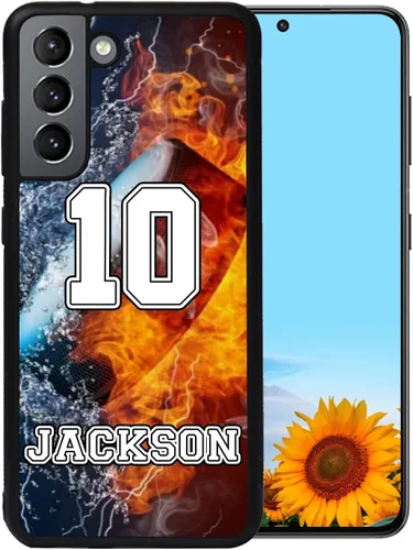 Vista 6 de Custom Ice Hockey on Water Fire Design with Your Own Name and Number Rubber Cover Phone Case for iPhone15 14 11 12 13 PRO MAX XR XS MAX 8 PLUS 6S