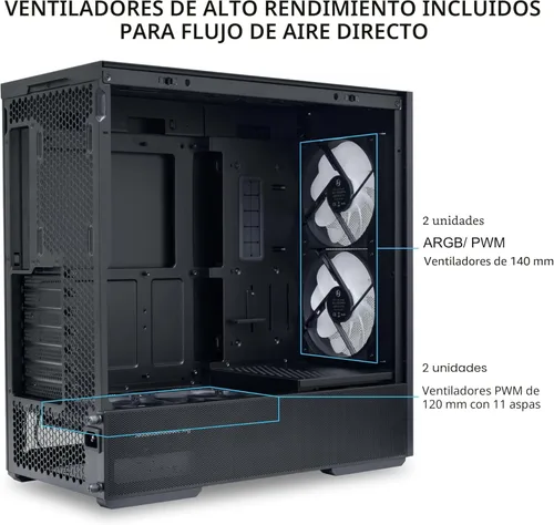 Vista 6 de Lian Li Lancool 207 Compact ATX RGB Carcasa de Computadora para Juegos, Chasis de Torre con Paneles de Malla Optimizados para el Flujo de Aire