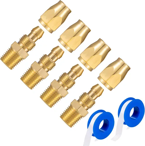 Vista 14 de 2 piezas de latón macizo de alta calidad, accesorios de repuesto reutilizables para manguera de identificación de 1/4 pulgadas, rígida NPT de 1/4