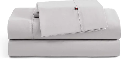 Vista 35 de Tommy Hilfiger - Sábanas para cama individual, ropa de cama de percal de algodón crujiente y fresca con funda de almohada a juego, juego de cama